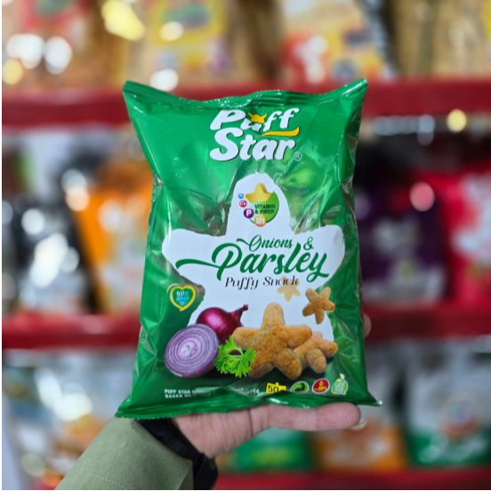 پفک اسنک سویق پفی چهارجوانه با طعم پیازجعفری پفک اسنک سویق پفی چهارجوانه با طعم پیازجعفری - Image 1
